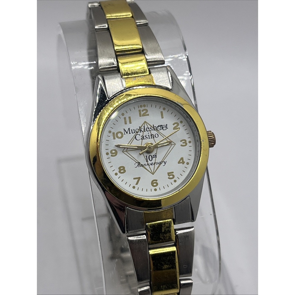 Muckleshoot Casino 10th Anniversary Women's Quartz Two Tone Watch- New Battery